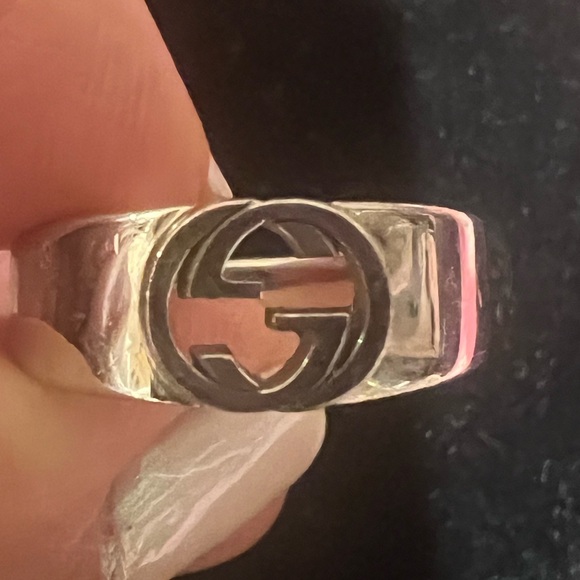 Authentic GUCCI Ring Branded Cutout G Silver925 size 7 - Picture 1 of 2